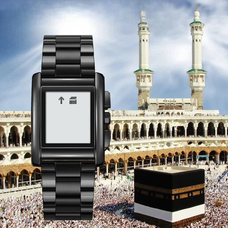 Skmei 2092 Black islamic watch Prayer Times Azan Reminder Qibla Direction Arabic support Hijri Calendar