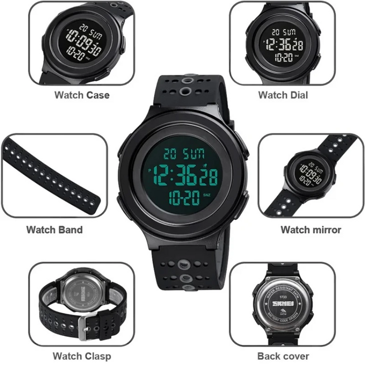 SKMEI 1733 Sports digital watch for men 50M water resistant