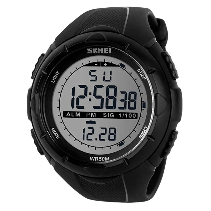 Skmei 1025 Black Digital Multifunction Sports Waterproof Watch LED ALARM STOP WATCH