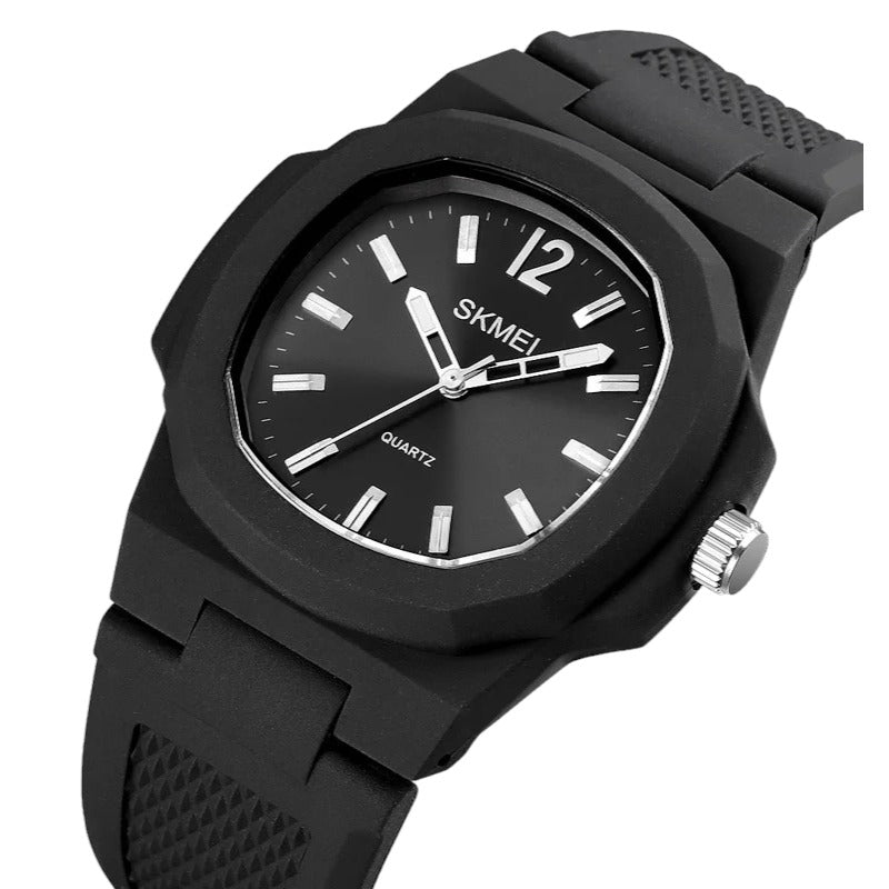 SKMEI 1717 elegant casual watch for men and women black rubber strap from ORIGINAL SKMEI Store Egypt watches silver, original watches unisex SKMEI