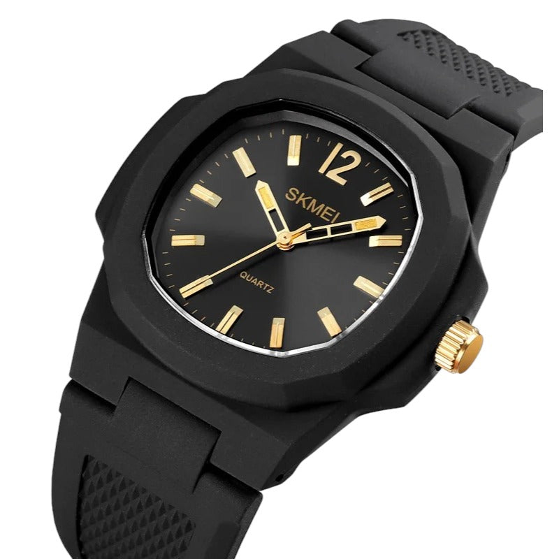 SKMEI 1717 elegant casual watch for men and women black rubber strap from ORIGINAL SKMEI Store Egypt watches Gold, original watches unisex SKMEI