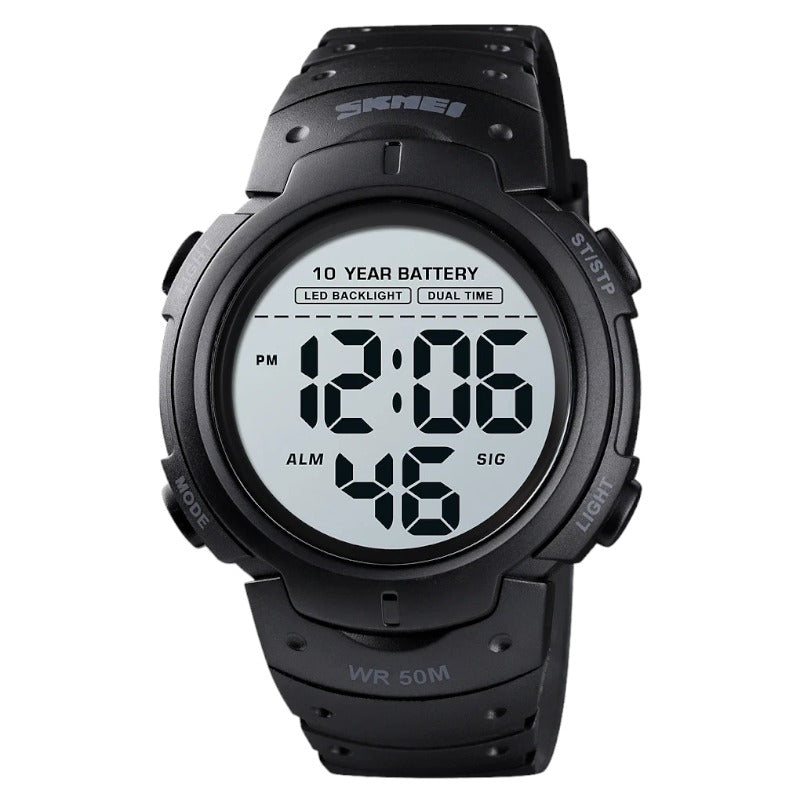SKMEI 1561 Outdoor Sport Watch Black Digital Watch Men Fashion Led Light Stopwatch Wrist Watch Men