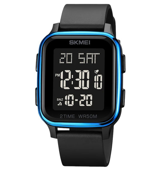 SKMEI 1858 unisex digital sports digital watch dark dial Blue Frame