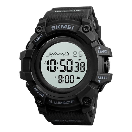 Prayer Times Digital Skmei 1680 Watch Qibla Direction Arabic Support Hijri Calendar Alarm Rubber Sports Wrist Watches
