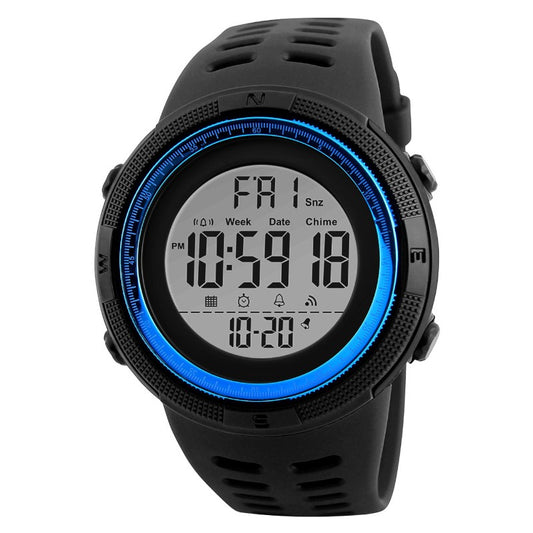 SKMEI 1251 أزرق رقمي مع قرص أبيض متعدد الوظائف ساعة رياضية أصلية ساعات SKMEI