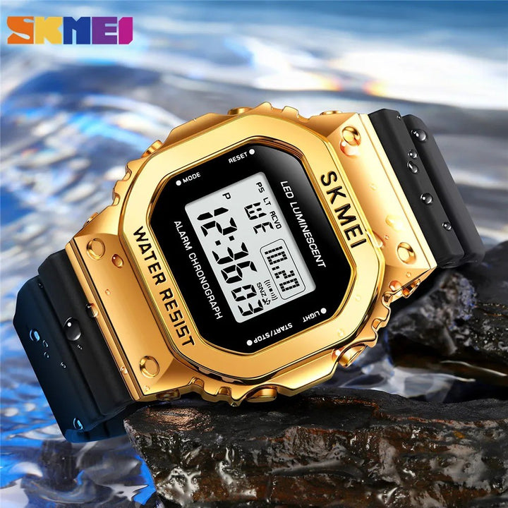 SKMEI 1851 Large Dial Men's Luxury Steel Dial Watch Gold Black Bracelet SKMEI Water and Shock Resistant SKMEI