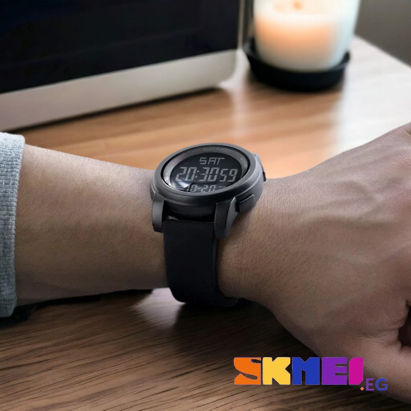 SKMEI 1257 Black Wristwatch Men Women Watches Alarm Led multifunction