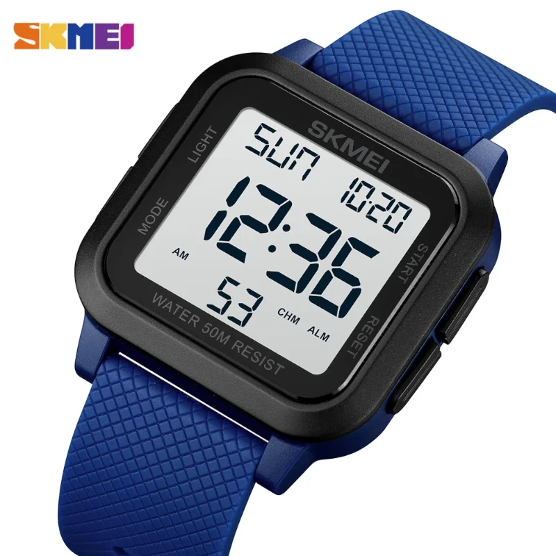 SKMEI 1894 unisex digital sports digital watch with a dark dial, Green