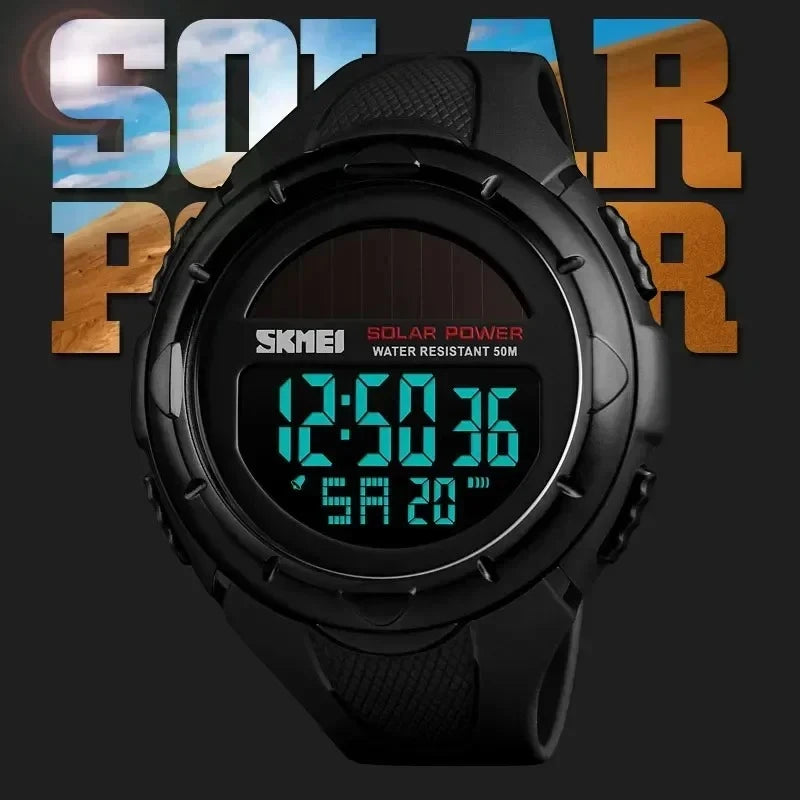 SKMEI 1405 Army Green Sports Digital Watch Original Casual Watches Solar Luminous Power