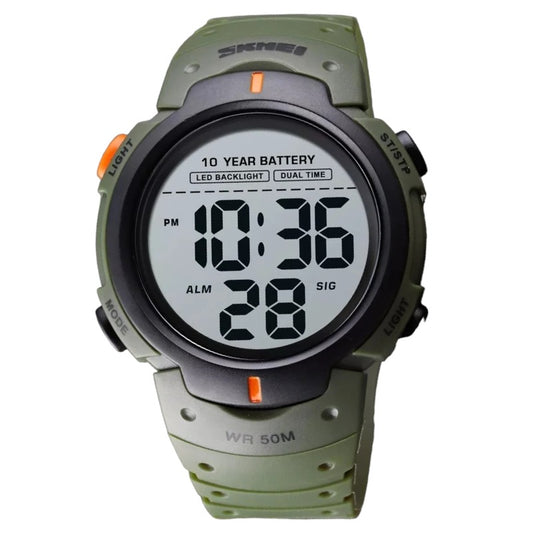 SKMEI 1561 Outdoor Sport Watch Green Digital Watch Men Fashion Led Light Stopwatch Wrist Watch Men
